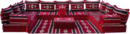 Miniatura 27 de Sofá de piso modular hecho a mano arabicsofa – Asiento oriental Majlis con cojines de respaldo