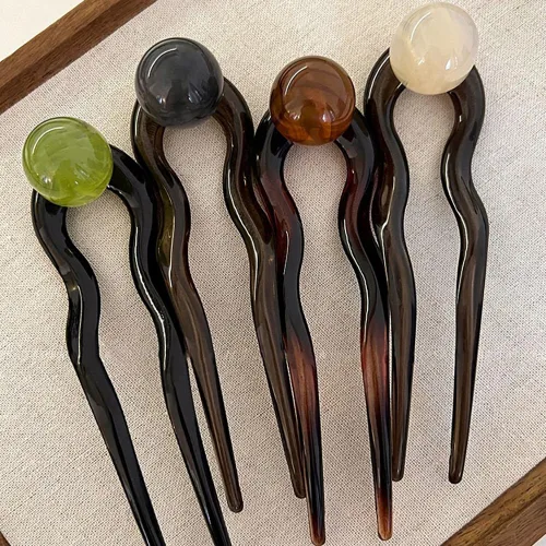 Miniatura 6 de Pinzas para el pelo francés en forma de U, horquillas de pelo francés de perlas para mujer, elegantes pasadores franceses, pasadores de acetato
