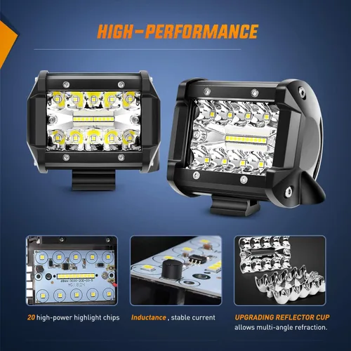 Miniatura 4 de Nilight 8 piezas de cápsulas LED de 4 pulgadas, 60 W, barra de luz combinada de inundación y foco, triple fila, lámpara de conducción para techo