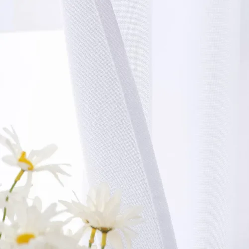 Miniatura 4 de UPOPO Cortinas de Niveles Beige Sobre Fregadero con Textura de Lino para Ventana de Cocina de 16 Pulgadas de Largo Caravana Privacidad Pequeñas