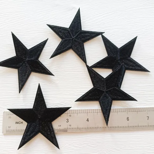 Miniatura 4 de 5 parches para planchar con estrellas negras, parches bordados para ropa, chaquetas, sombreros, mochilas, jeans (3.2 pulgadas)
