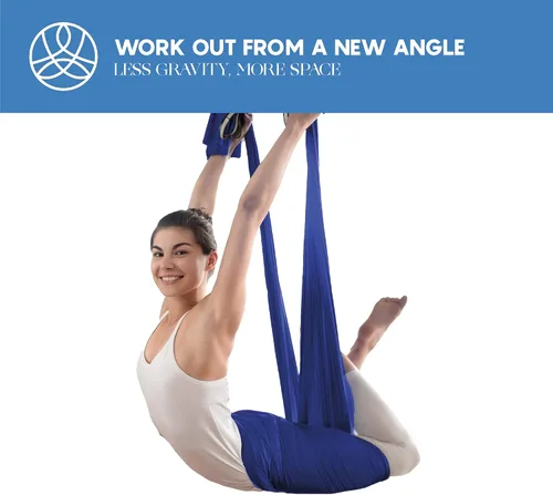 Miniatura 5 de Aerial Silk Yoga Hammock & Swing for Home, Inversion Exercises, Starter Kit for All Levels - Durable with Extension Straps, Carabiners, and Pose