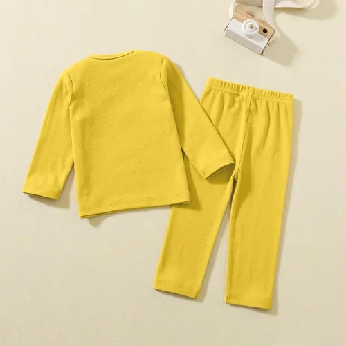 Miniatura 5 de Jimonda Conjunto de pijama para niños pequeños, ropa de dormir larga 100% algodón, 2 piezas, conjunto de pijama diario