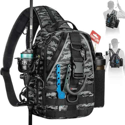 Miniatura 15 de Piscifun Travel X - Bolsa de almacenamiento de pesca resistente al agua para hombres y mujeres, mochila multifuncional de almacenamiento de aparejos