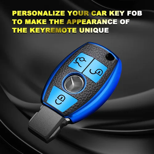 Miniatura 3 de Xotic Tech - Funda para llavero de piel granulada de poliuretano termoplástico, color azul, compatible con Mercedes Benz A, B, C, E, S, G, M, V