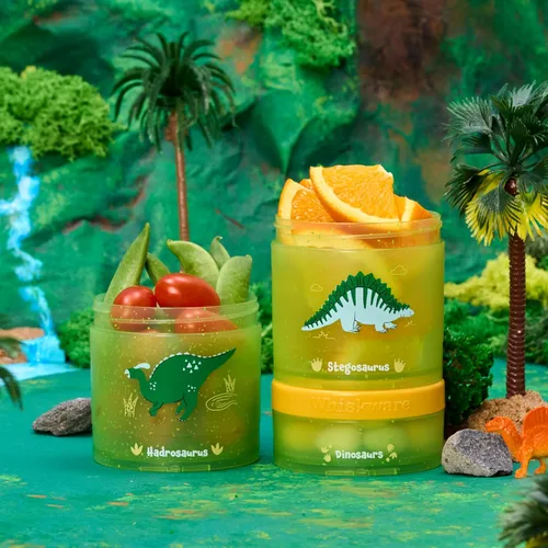 Miniatura 5 de Whiskware - Dinosaurios - Recipientes apilables para aperitivos para niños y niños pequeños, 3 vasos apilables para la escuela y los viajes