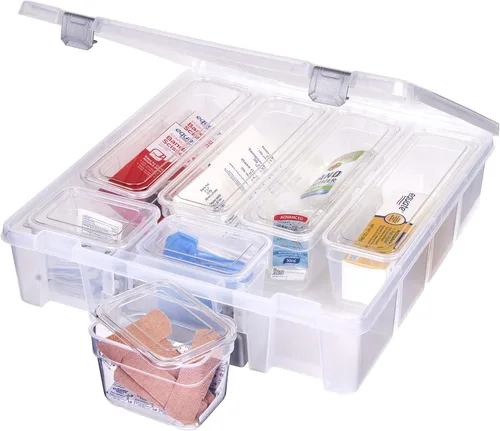 Miniatura 8 de AB Designs 6967ABD Super Satchel con 9 contenedores mezclados en el interior, contenedor apilable para organización de almacenamiento en el hogar