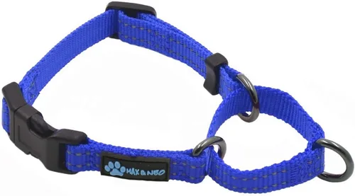 Miniatura 17 de Max and Neo Collar de nailon Martingale para perros - Donamos a un rescate de perros por cada collar vendido (Grande, Negro)