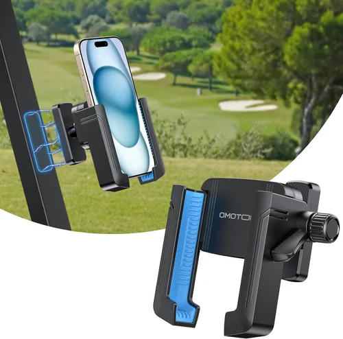 OMOTON Soporte de teléfono para carrito de golf, soporte magnético para teléfono con bloqueo de seguridad y ajustable en 360°, organizador de