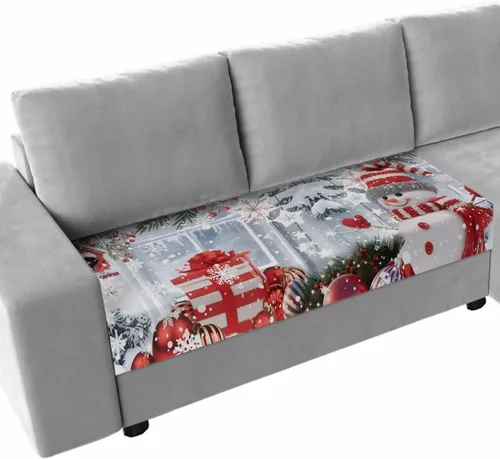 Fundas de cojín elásticas para sofá de Navidad, diseño de muñeco de nieve, seccional/individual/en forma de L, funda protectora para muebles con