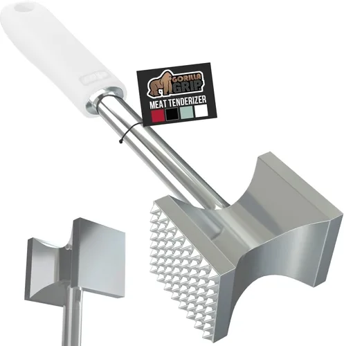 Miniatura 12 de GORILLA GRIP Herramienta ablandadora de carne de doble cara patentada sin BPA, mango suave y cómodo, mazo de cocina resistente para filetes, carne