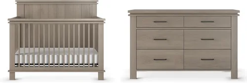 Child Craft Denman Design - Juego de muebles convertibles 4 en 1 para cuna de bebé, cama de bebé y 6 cajones doble cómoda, para bebés, niños