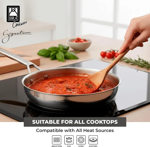 Miniatura 4 de BRA COOKWARE Signature - Juego de utensilios de cocina de acero inoxidable de 10 piezas Juego de ollas y sartenes profesionales Juego de cocina