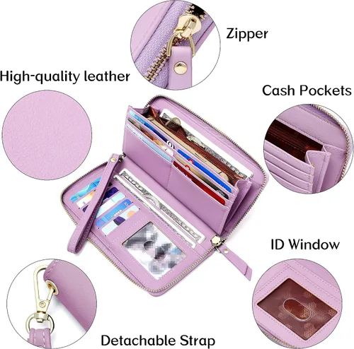 Miniatura 5 de GEEAD Custom Design Wristlet Wallets for Women PU Leather RFID Blocking Wallet