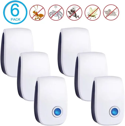 Miniatura 7 de Paquete de 6 repelentes ultrasónicos de control de plagas, enchufe electrónico repelente de plagas en interiores para insectos, cucarachas, arañas