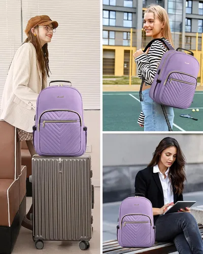 Miniatura 6 de LOVEVOOK Mochila Bolso de Viaje para Laptop para Mujeres Bolsas de Computadora para Trabajo y Negocios, Púrpura, 17 pulg., Mochilas de viaje
