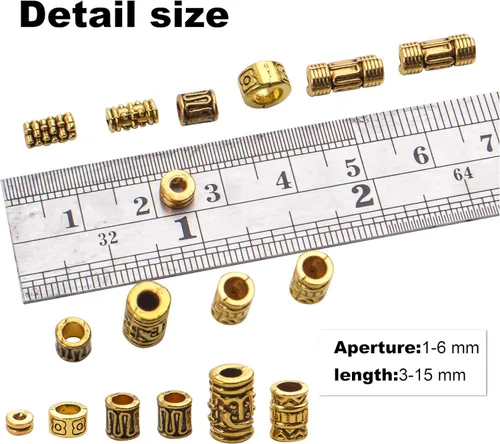 Miniatura 4 de BronaGrand 3.53 oz (alrededor de 220-300 unidades) cuentas espaciadoras de columna de oro antiguo, abalorios, collares, dijes, accesorios para Oro