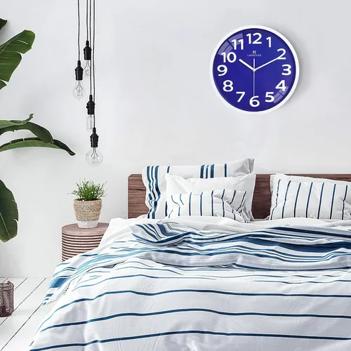 Miniatura 4 de Lafocuse Reloj de pared azul con números 3D de 12 pulgadas para decoración de sala de estar, moderno reloj de pared de cocina funciona