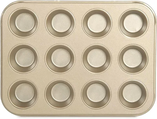 Glad Mini Molde para Muffins Antiadherente - Molde de Metal Extra Resistente para Cupcakes con Pequeños Moldes para Hornear, Mini 12 Cavidades