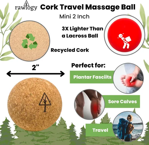 Pelota de Masaje de Corcho de Viaje | Alternativa Ligera y Sostenible a la Pelota de Lacrosse para Alivio del Dolor Muscular (1.9 Pulgadas (Paquete