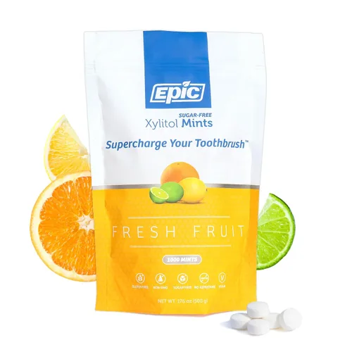 Epic 100% mentas xilitol, sin aspartamo, sin azúcar, mentas con sabor a fruta fresca, 1000 piezas (paquete de 1)