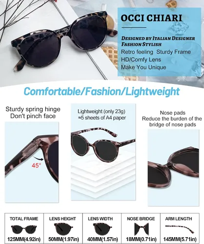Miniatura 4 de OCCI CHIARI Gafas de Sol para Lectura de Mujer 2.0 Gafas de Lectura con Ampliación para Exteriores UV400(1.0 1.25 1.5 1.75 2.0 2.25 2.5 2.75 3.0 3.5)