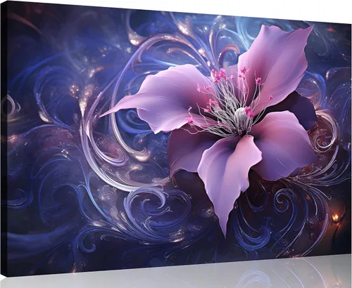 TutuBeer 1 Panel Arte de Pared con Imagen Púrpura Arte de Pared de Lienzo Púrpura Impresión de Flores Abstractas sobre Lienzo Pintura de Flores para
