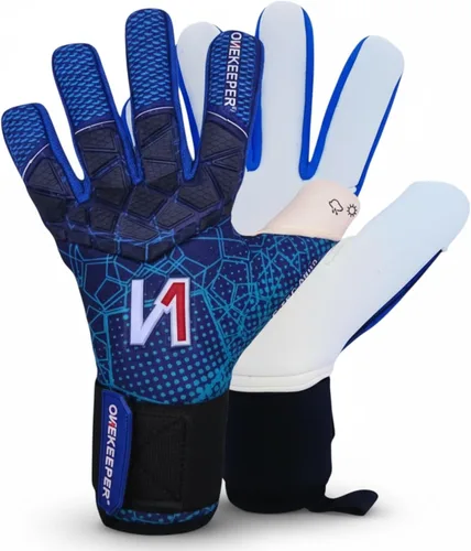 ONEKEEPER C-TEC - Guantes de portero de nivel profesional Aqua Pro Blue para adultos y jóvenes, guantes de portero de fútbol GK, látex aguamarina de