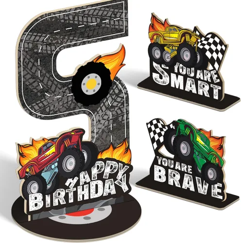 Miniatura 24 de Juego de 3 piezas de dinosaurios con signo de número de 2º cumpleaños, decoración de mesa de dinosaurios para niños y niños de 2º cumpleaños