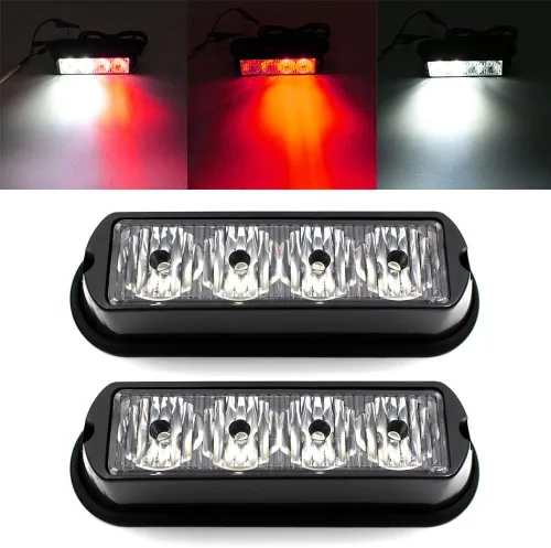 Miniatura 12 de FXC - 2 luces estroboscópicas intermitentes con 4 LED para montaje en superficie, para camión, automóvil, vehículo, luz de rejilla LED, baliza