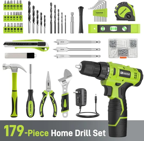 Miniatura 2 de FADAKWALT Taladro inalámbrico Kit de bolsa de mano de 179 piezas (verde)