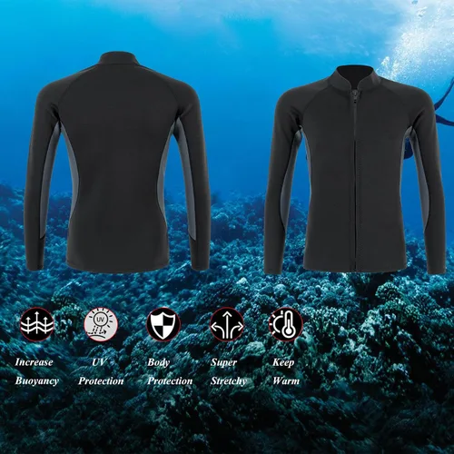 Miniatura 5 de Traje de neopreno de 0.079 pulgadas (0.079 in), chaqueta térmica de manga larga, traje de buceo para hombres y mujeres, buceo, surf, natación