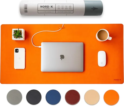 Miniatura 14 de Nordik - Tapete de Escritorio de Cuero de Corcho Organizador de Cables - Gris Plomizo 35 X 17 pulgadas - Tapete Premium Extendido para Mouse