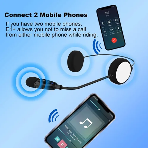 Miniatura 4 de EJEAS Auriculares Bluetooth para casco de motocicleta E1+, altavoz de casco Bluetooth 5.1 con respuesta automática de llamada y función de reducción