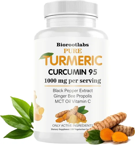 Suplemento de curcumina de cúrcuma – 95% curcuminoides con propóleos de abeja, jengibre y pimienta negra – mejorado con vitamina C (1 unidad)