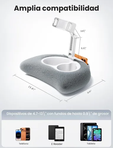 Miniatura 6 de Lamicall Soporte de almohada para tablet Kindle – [Brazo ajustable de 360°] [Suave y lavable] Soporte para iPad de regazo para iPad, accesorios
