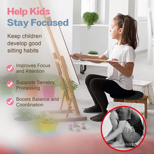 Miniatura 3 de kisnbld Cojín Tambaleante, Asiento Wiggle Extra Grueso para Niños Sensoriales, Disco de Equilibrio Antideslizante con Bomba de Inflado para Fuerza