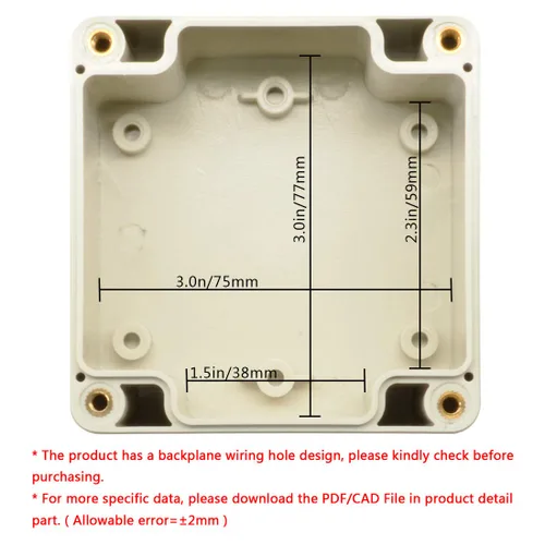 Miniatura 5 de LeMotech - Caja de derivación de plástico ABS IP65 a prueba de polvo e impermeable, recinto eléctrico universal para proyectos, color gris