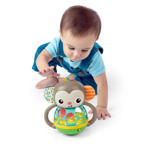 Miniatura 8 de Bright Starts Grab & Giggle Monkey - Sonajero musical iluminado con bola de fácil agarre, a partir de 6 meses, unisex Animal Mono
