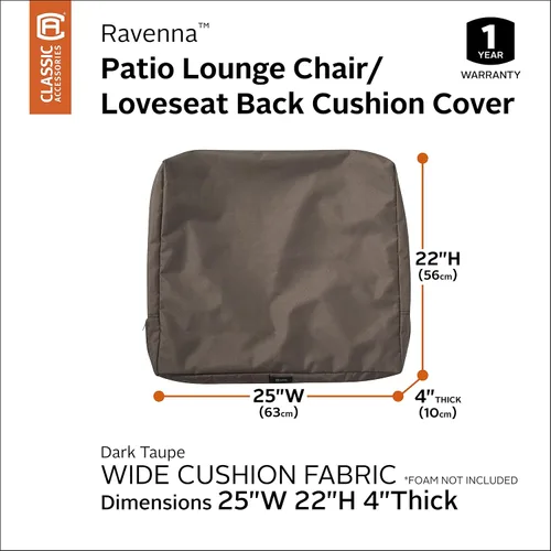 Miniatura 3 de Classic Accessories Ravenna - Funda resistente al agua para cojín de banco o sofá biplaza de patio, 42 x 18 x 3 pulgadas, color gris topo oscuro