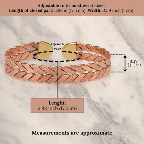 Miniatura 9 de Handmade Elegant Copper Bracelet for Women - Pure Copper Bracelet for Pain Relief and Stress Relief - Adjustable Entwisted Copper Bracelet to Fit