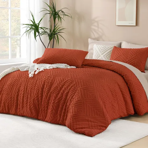 Miniatura 11 de Andency - Juego de edredón blanco California King, 3 piezas, edredón Boho para cama California King, juego de cama de gran tamaño, suave y ligero
