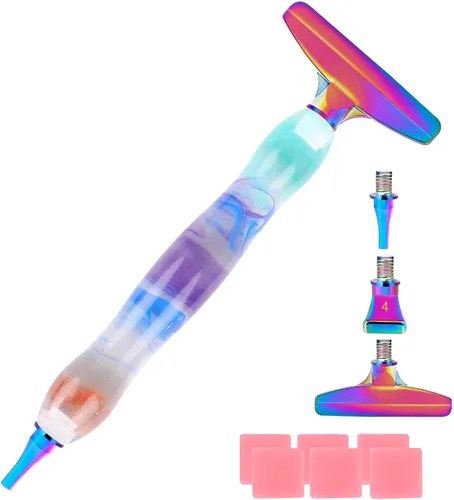 Miniatura 3 de Snewvie Juego de Herramientas y Accesorios para Pinceles de Pintura de Diamantes, 1 Bolígrafo de Arte de Diamantes y 12 Puntas de Rosca de Metal