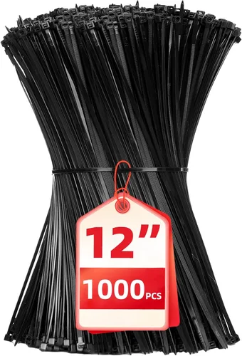 Miniatura 10 de Bridas para cables, paquete de 400 unidades, color negro, varios tamaños, 12+8+6+4 pulgadas, gestión de cables de nailon autobloqueante multiusos