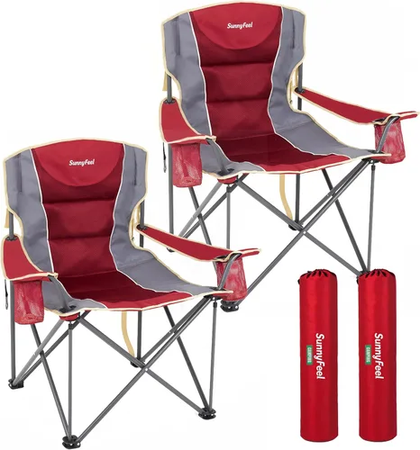 Miniatura 16 de SUNNYFEEL Silla de campamento de gran tamaño para adultos grandes y altos, silla de campamento plegable resistente que soporta 500 libras, silla