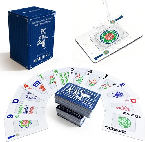 166 cartas Mahjong - Material de PVC impermeable y antideslizante, fuente grande para una fácil lectura, duradero y portátil, ideal para