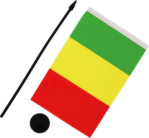 Miniatura 79 de AZ FLAG Sierra Leone Bandera de mesa 5'' x 8'' - Bandera de escritorio de Sierra Leona 21 x 14 cm - Bastón y base de plástico negro