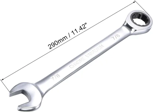 Miniatura 2 de uxcell Llave combinada de trinquete de 7/8 Pulgadas SAE de 72 dientes y 12 puntos con punta en caja, herramientas de llave de Cr-V