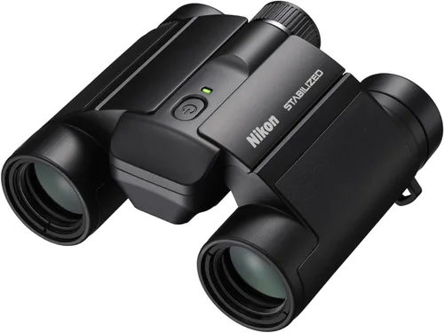 Nikon Prismáticos estabilizados de 10 x 25 – Estabilización óptica de imagen, visión sin borrosidad, diseño impermeable, aumento de 10x para caza,