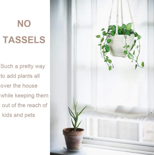 Miniatura 5 de Bouqlife Perchas para plantas de macramé de 43 pulgadas, grandes para macetas de hasta 12 pulgadas, extra largas con ganchos de lazo resistentes